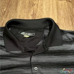 Greg Norman Polo Shirt Men XL Gray Black Play Dry Golfer Lightweight